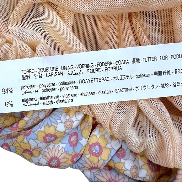 Zara Satin Effect Floral Crop Top Off-The-Shoulder Puff Shoulder Size S New - Picture 9 of 11